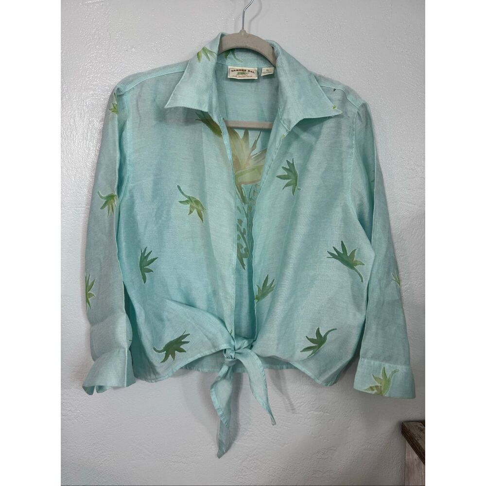 Vintage Banana Bay Resortwear Linen Blend Coastal Cover Up XL